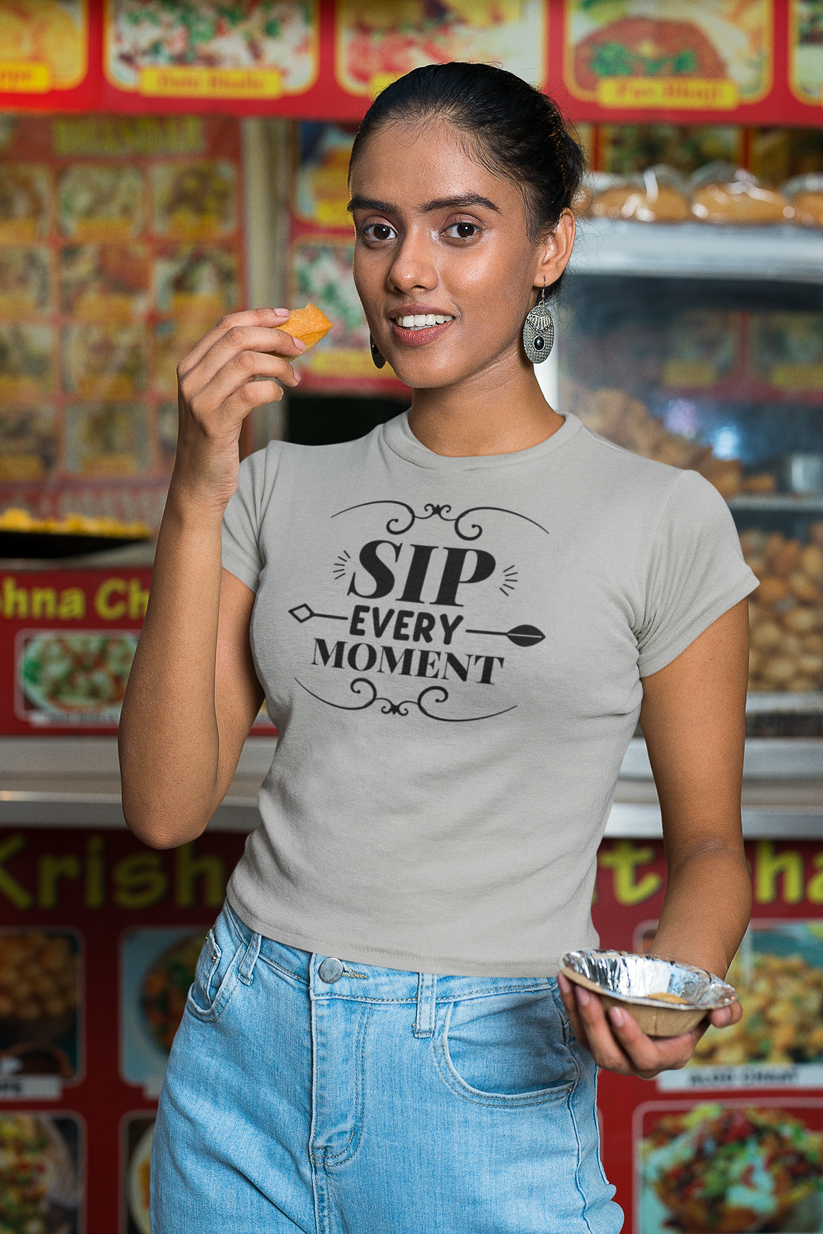 Sip Every Moment Graphic T-Shirt - Ash Grey