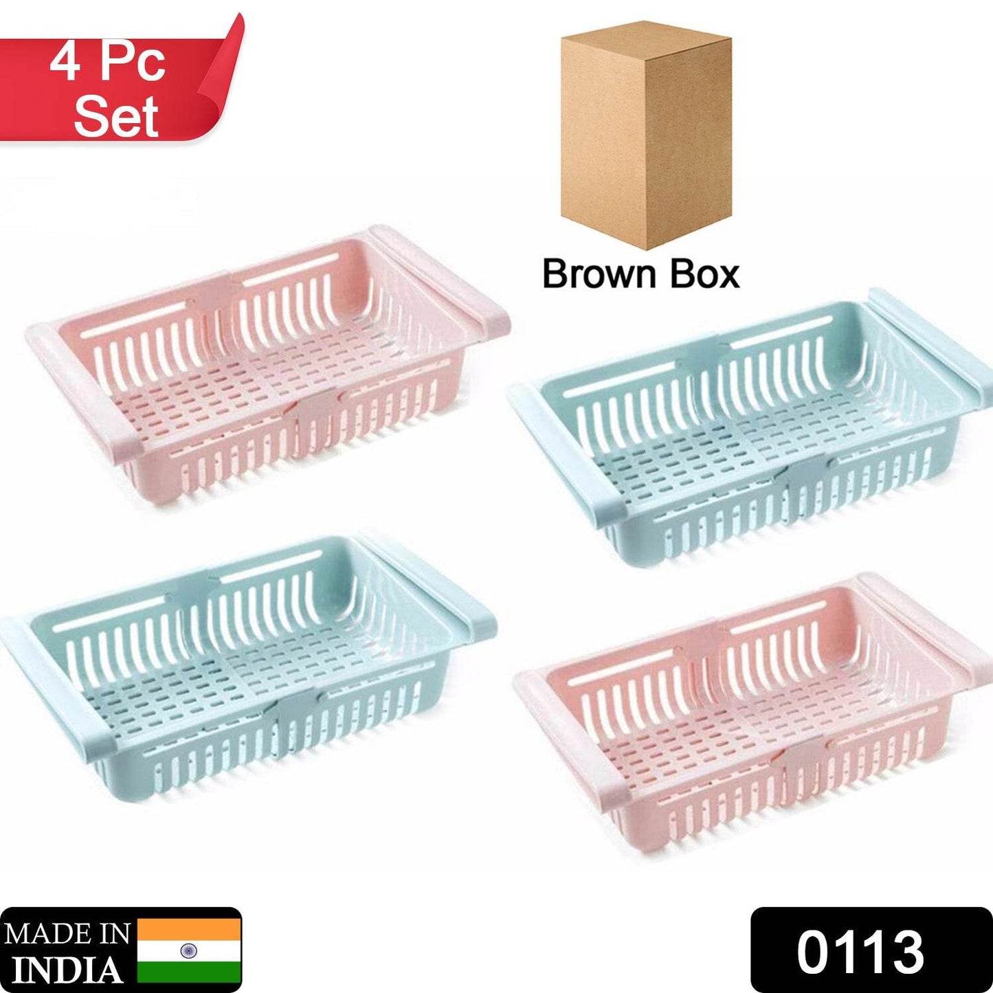 Adjustable Fridge Storage Basket Fridge Racks Tray Sliding Storage Racks (4 Pc Set) - warehousetech13