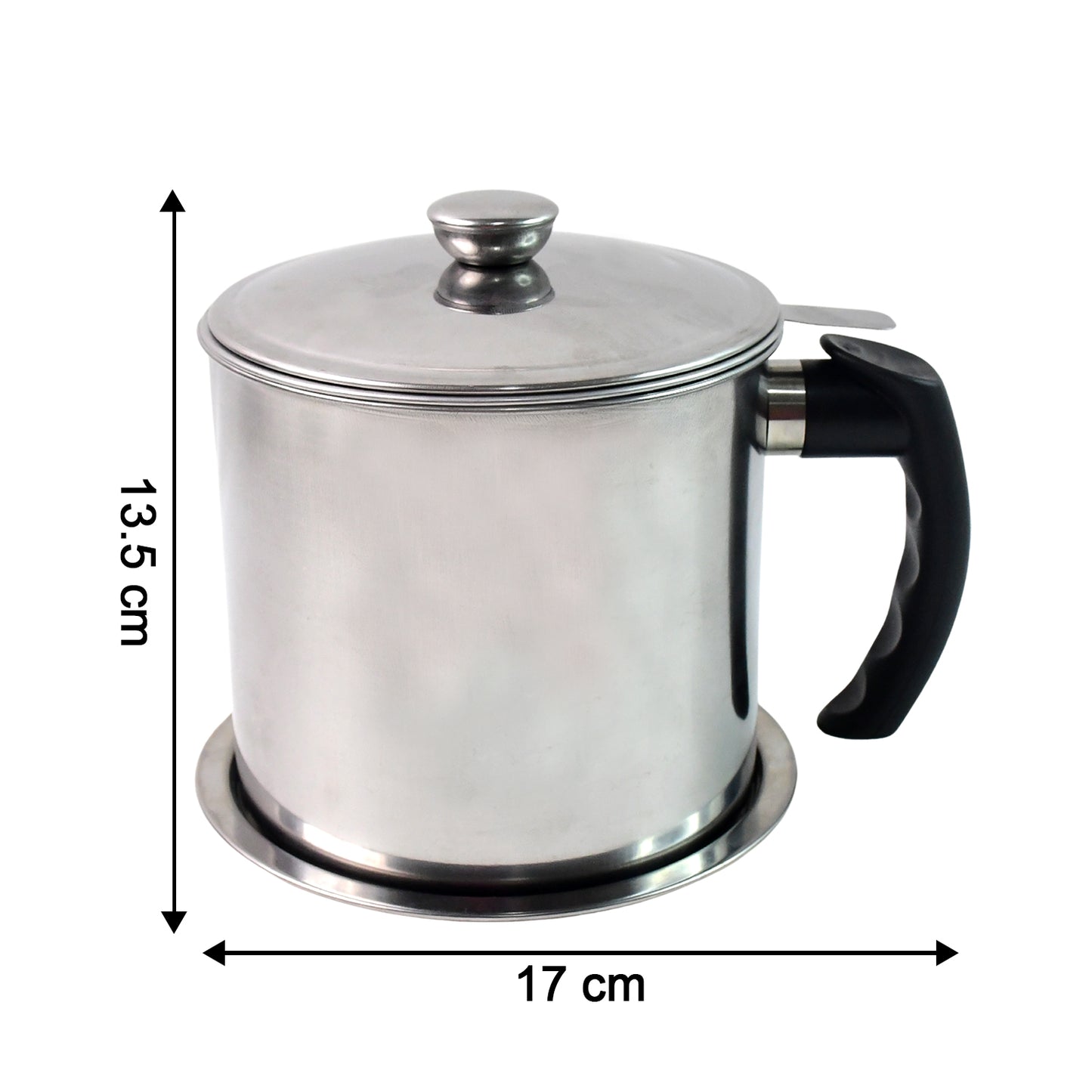 Stainless Steel Oil Strainer Pot with Lid & Filter Mesh | Grease Storage Container with Heat-Resistant Handle & Easy Pour Spout (1 Set)