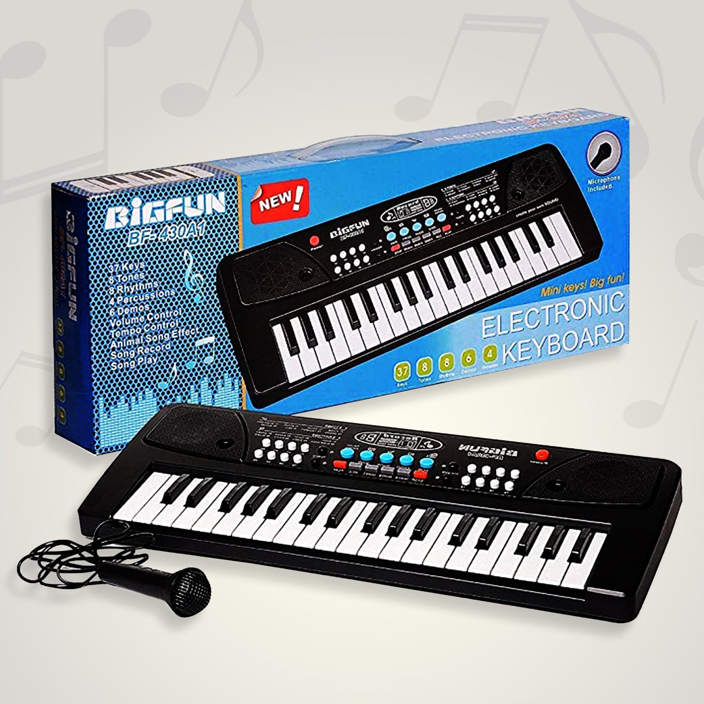 4515 Piano Musical Keyboard With Mic 37 Music Key Keyboard For Kids Toy - warehousetech13