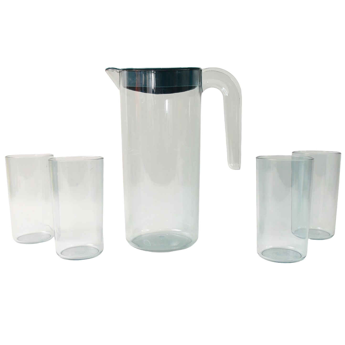 Apex Crystal Premium Jug With Lid 4 Pcs Glass (1500 Ml 300 Ml Approx 5 Pcs Set) - warehousetech13