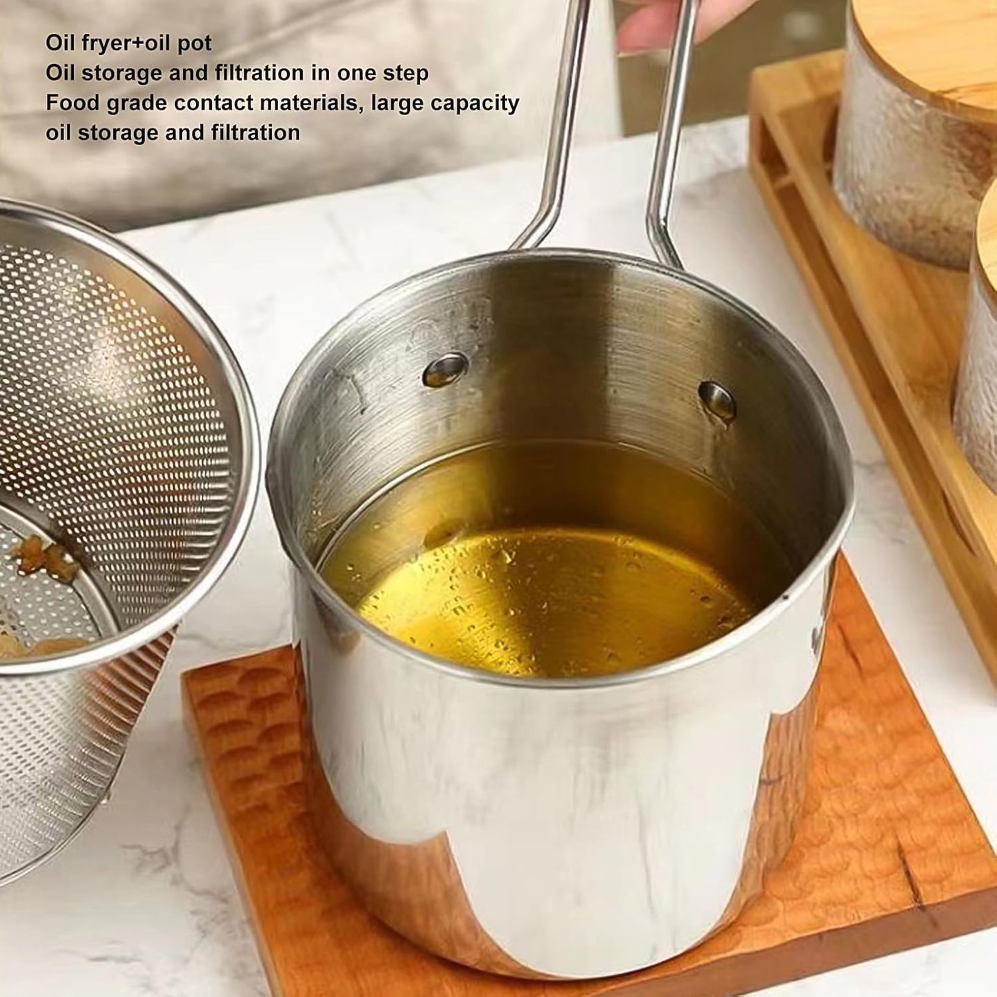 Small Deep Frying Pot With Strainer Basket (2 Pc Set) - warehousetech13
