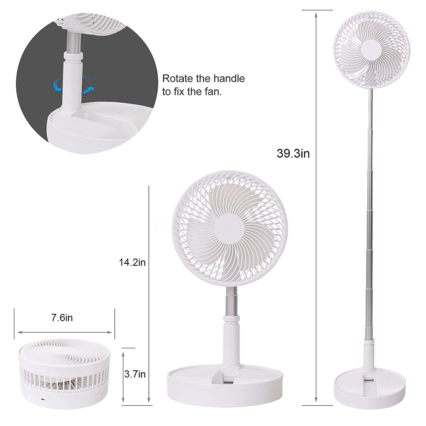 Telescopic Electric Desktop Fan Height Adjustable Foldable Portable For Travelcarry Silent Table Top Personal Fan For Bedside Office Table (Battery Not Include) - warehousetech13