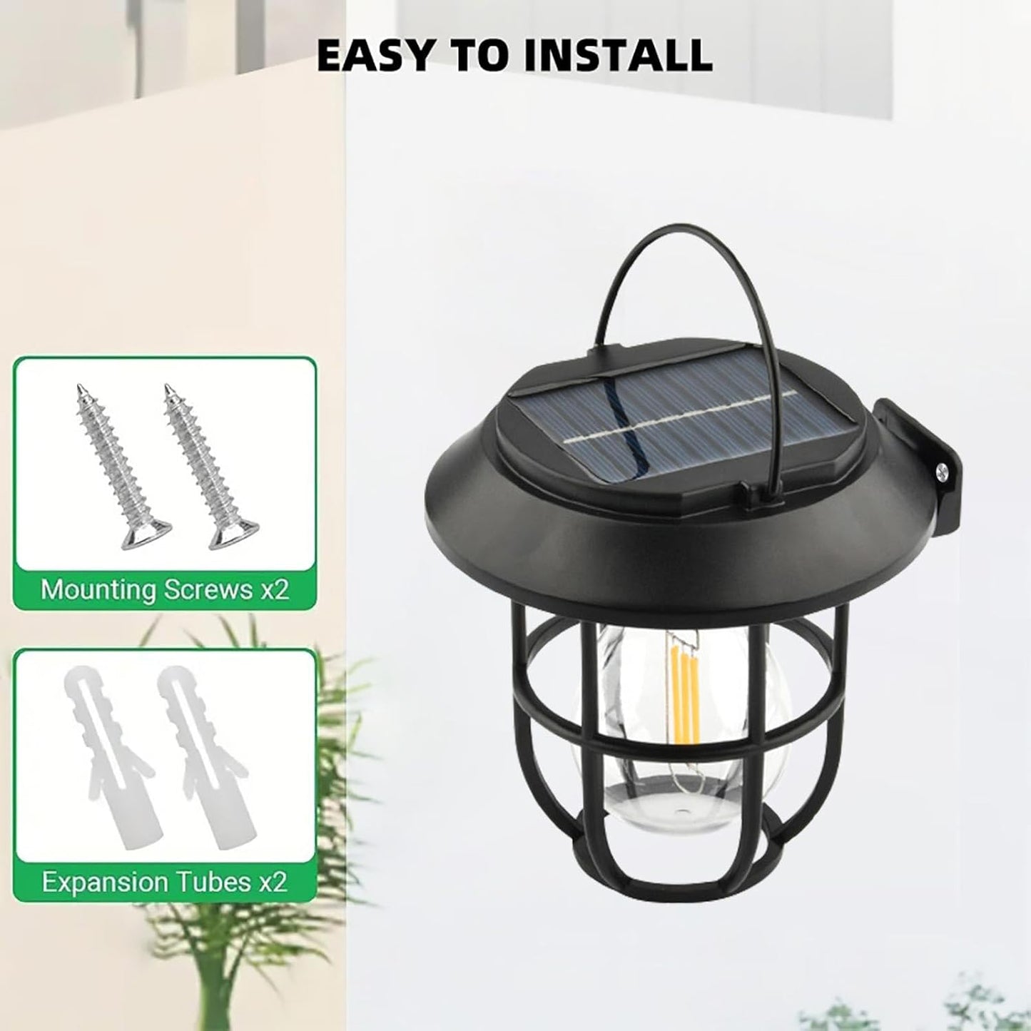 Solar Lantern Wall Lights Fixtures With Motion Sensor (1 Pc) - warehousetech13