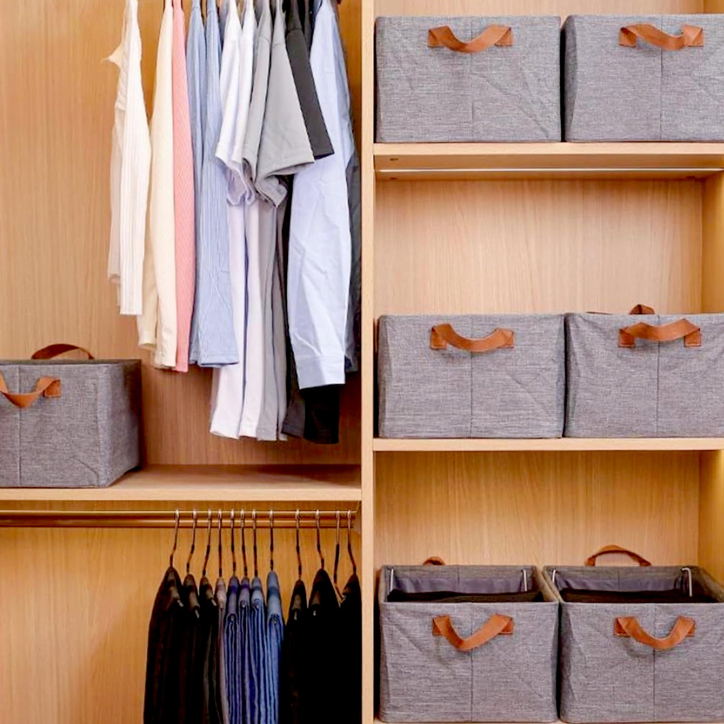 12627 Foldable Storage Box With Lid And Handles Cotton And Linen Storage Bins And Baskets Organizer For Nursery Closet Bedroom Home (45 Cm) - warehousetech13