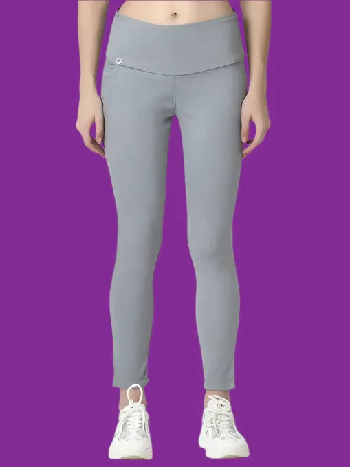 Grey Skinny Fit High Waist Ankle Length Jeggings - warehousetech13