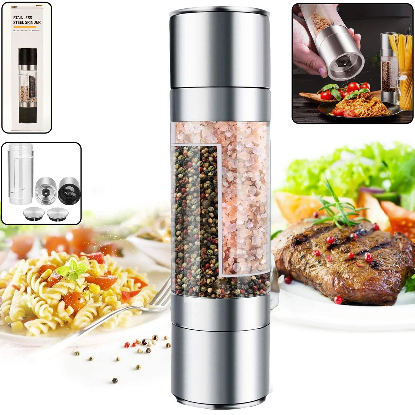 2-in-1 Stainless Steel Salt And Pepper Grinder - warehousetech13