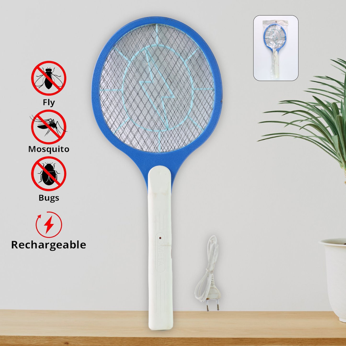 9108 Anti Mosquito Racquet Rechargeable Insect Killer Bat With Led Light - warehousetech13