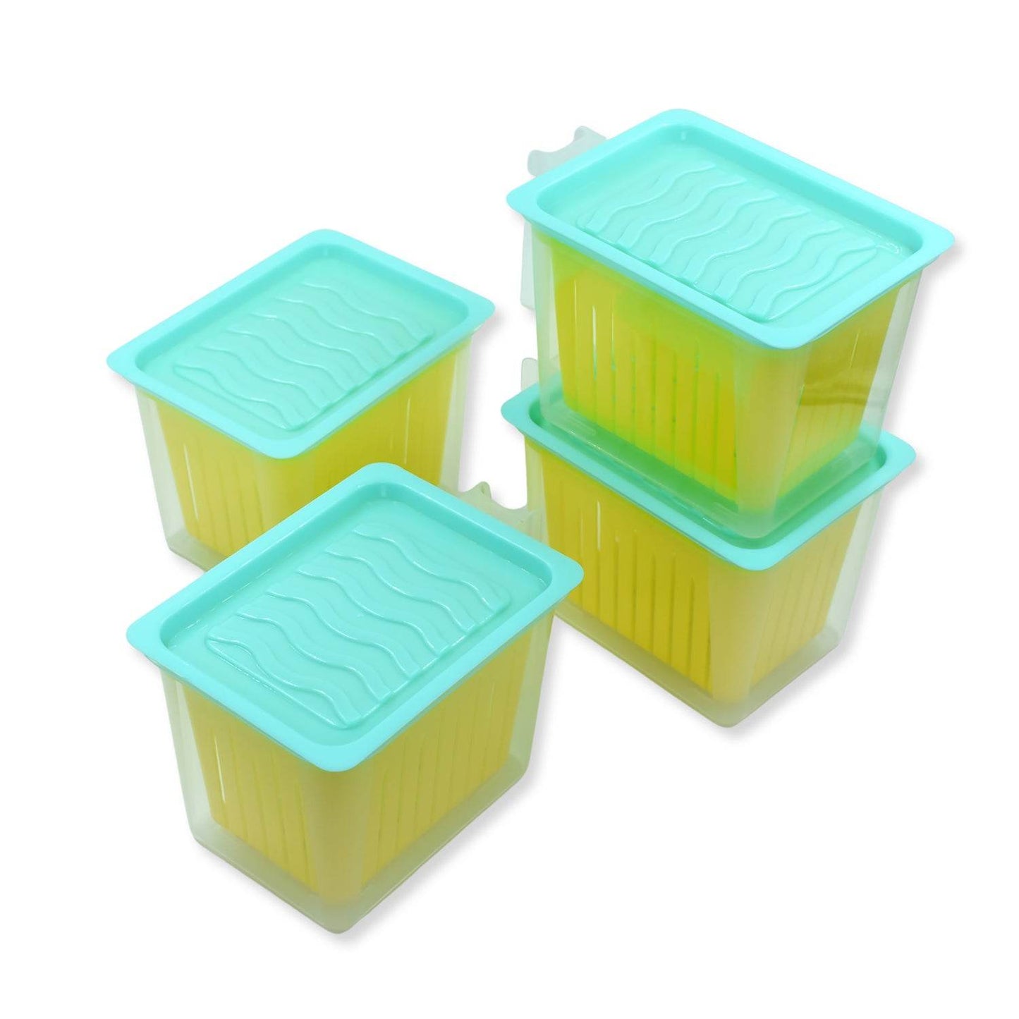 Fridge Storage Containers With Handle Plastic Storage Container For Kitchen(4 Pcs Set) - warehousetech13