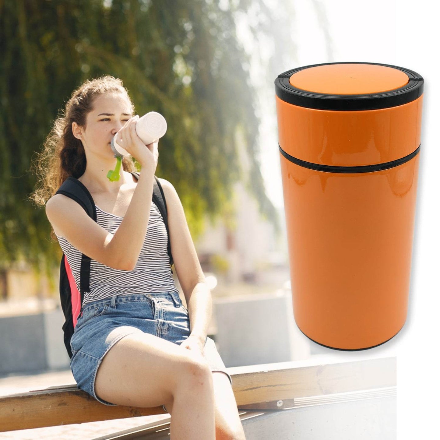 Stainless Steel Water Bottle With Foldable Spoon Handle Easy To Carry Leak Proof (1000 Ml) - warehousetech13