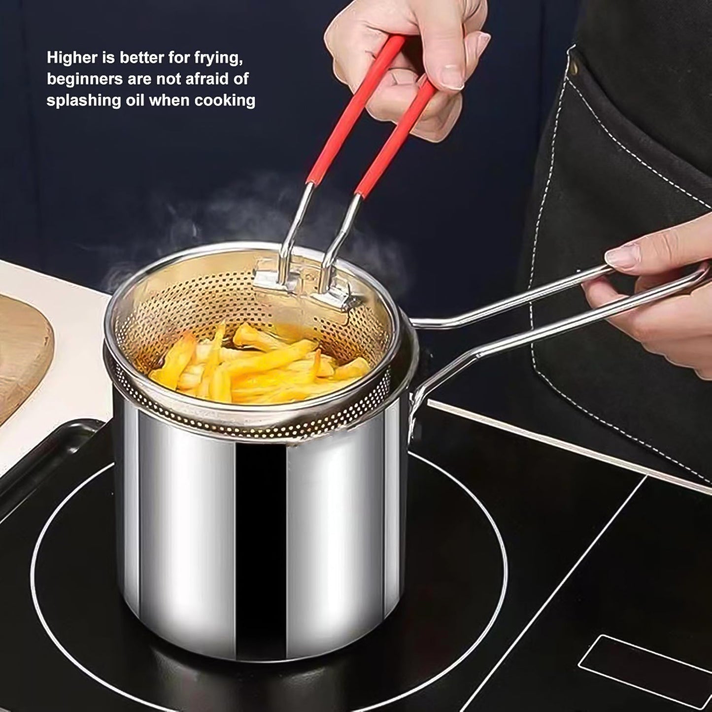 Small Deep Frying Pot With Strainer Basket (2 Pc Set) - warehousetech13