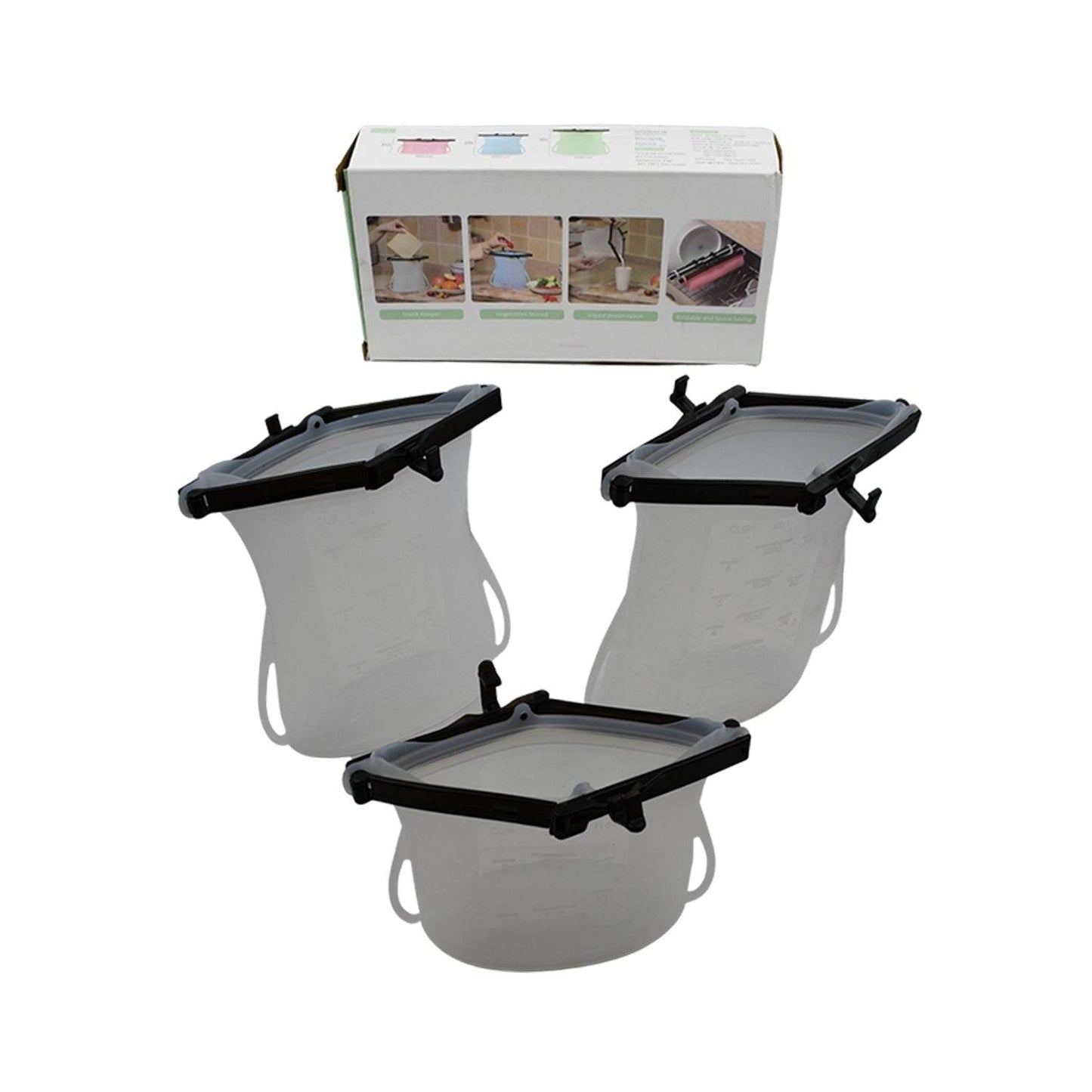 Reusable Silicone Food Storage Bag 3 Bag Set - warehousetech13