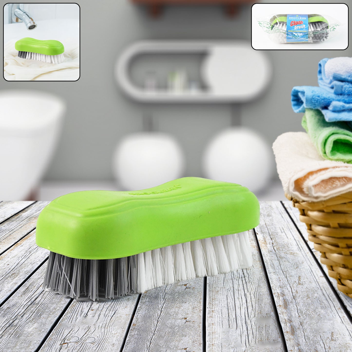 Pro Clean Multi-purpose Cloth Washing Brush With Plastic Handle (1 Pc) - warehousetech13