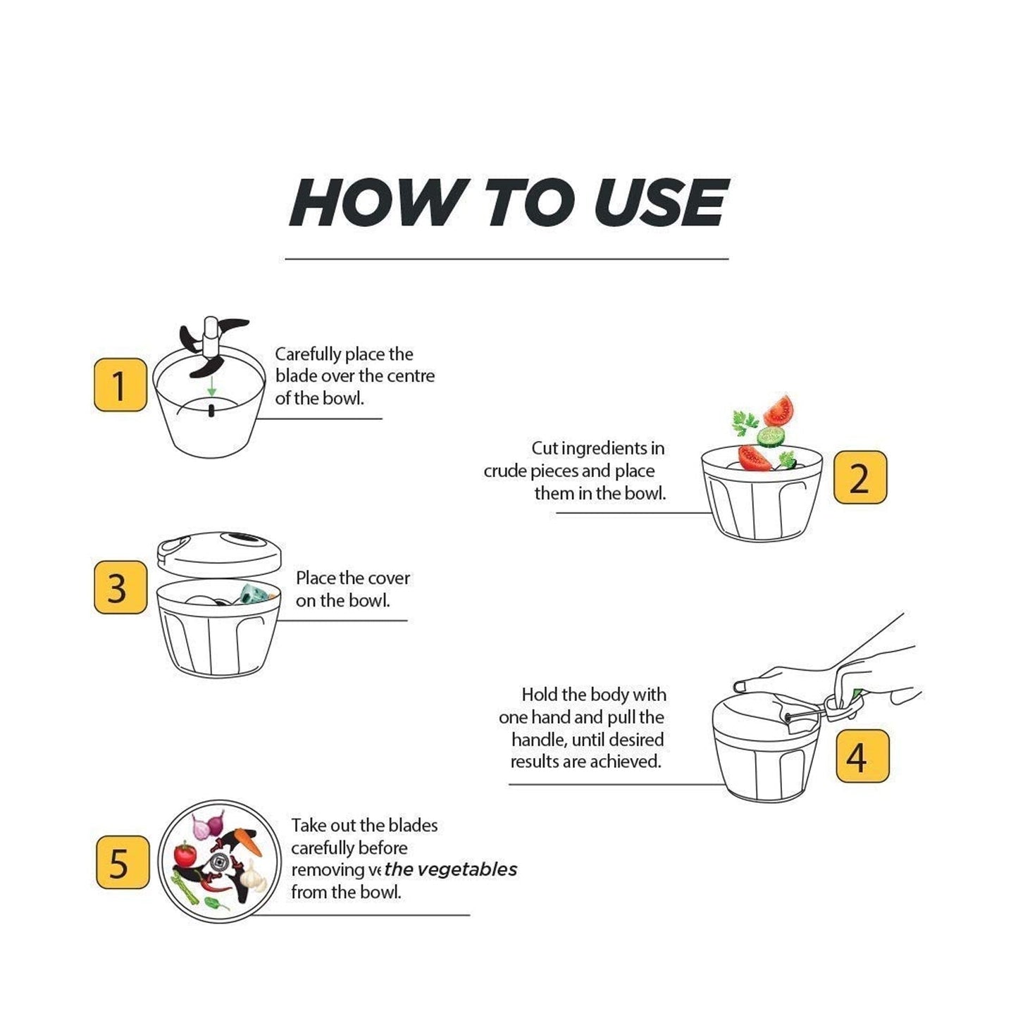Manual Stainless Steel Compact Extra Sharp Hand Held Vegetable Chopperslicer With 5 Blades (750 Ml) - warehousetech13