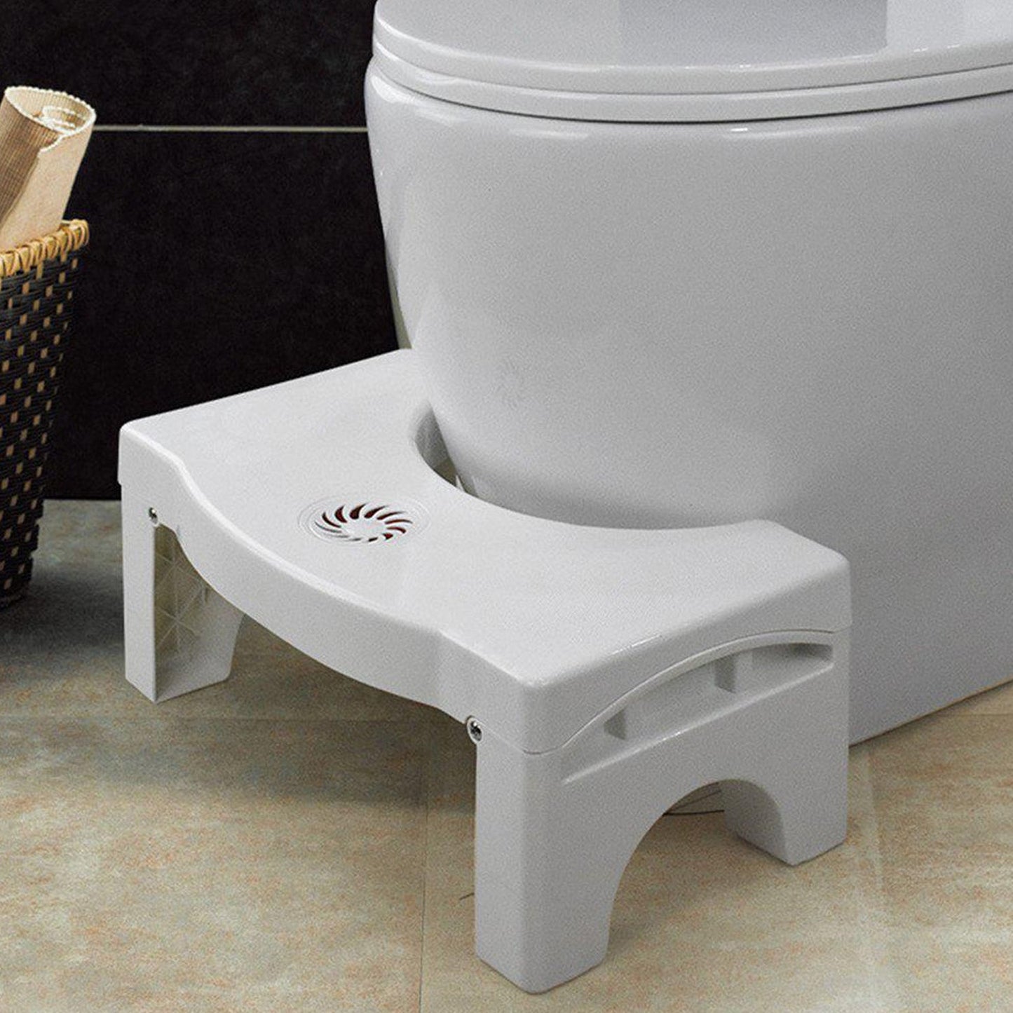 6005a Plastic Non-slip Folding Toilet Squat Stool - White Color - warehousetech13
