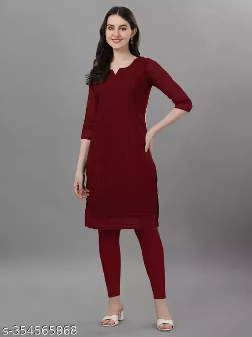 Classy Maroon Women Chikankari Kurti - warehousetech13