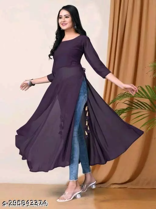 Stylish Women Georgette A-Line Kurti - warehousetech13