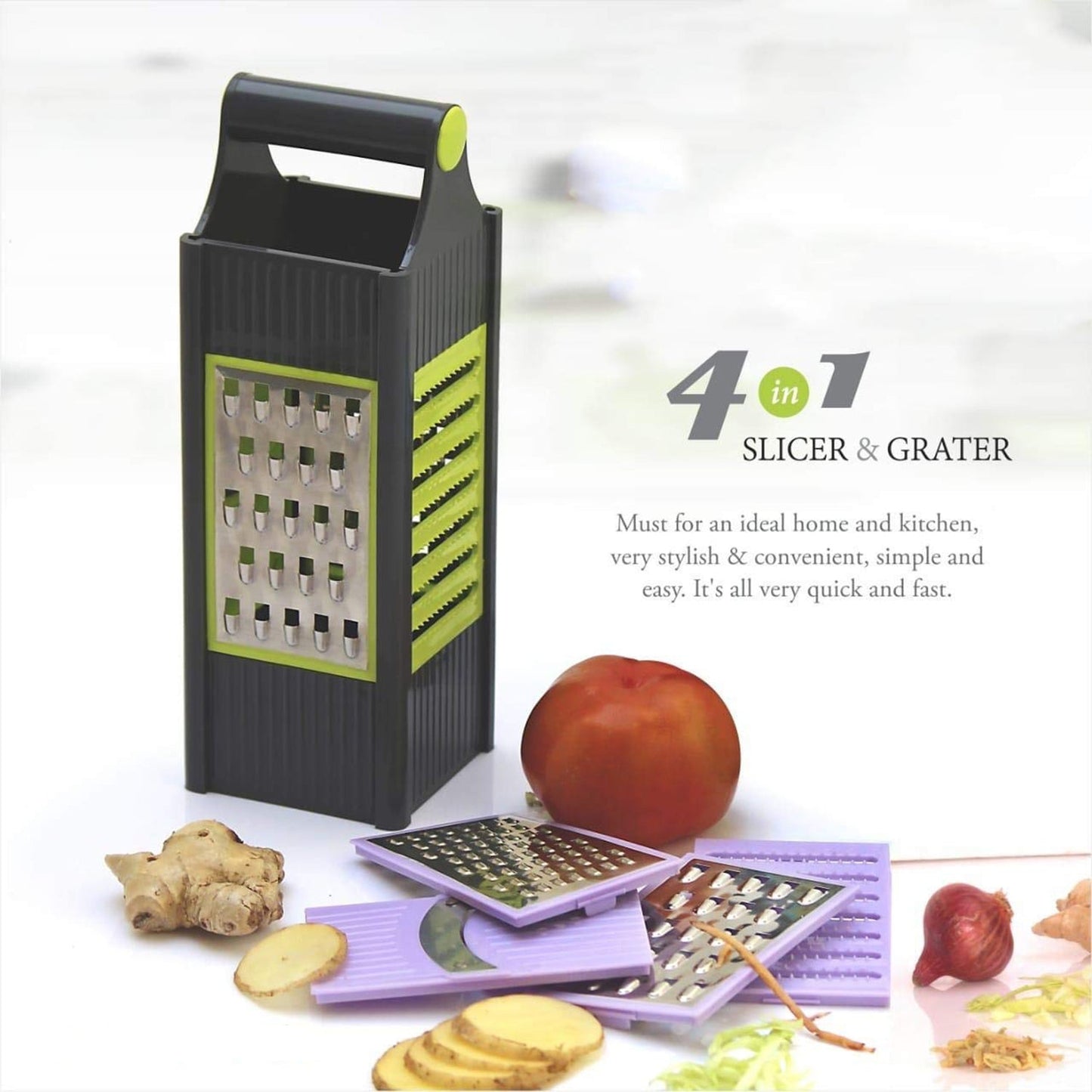 4 In 1 Plastic Vegetable And Fruit Grater And Slicer For Kitchen - warehousetech13