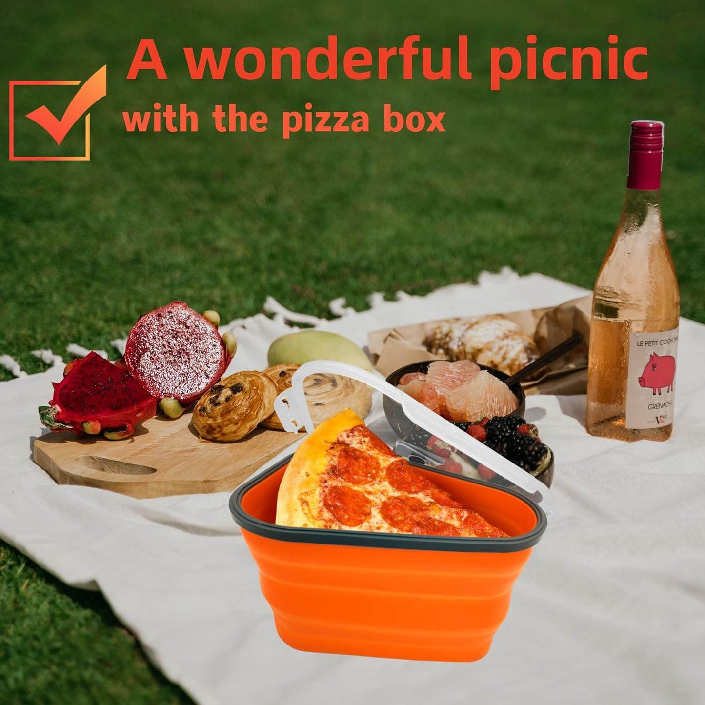 Reusable Pizza Storage Containers With 5 Microwavable Serving Trays Silicone Container - warehousetech13