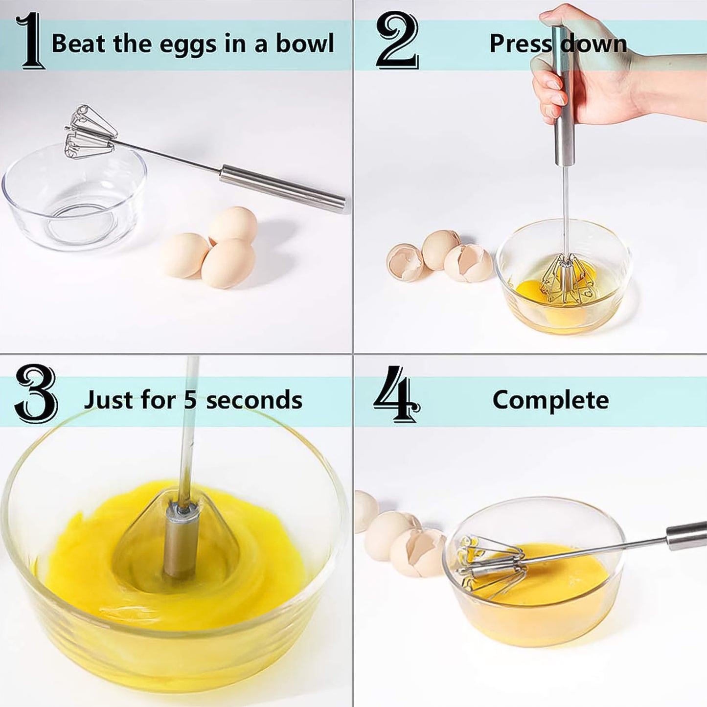 Hand Push Mixer Egg Whisk Stainless Steel Blender (1 Pc) - warehousetech13