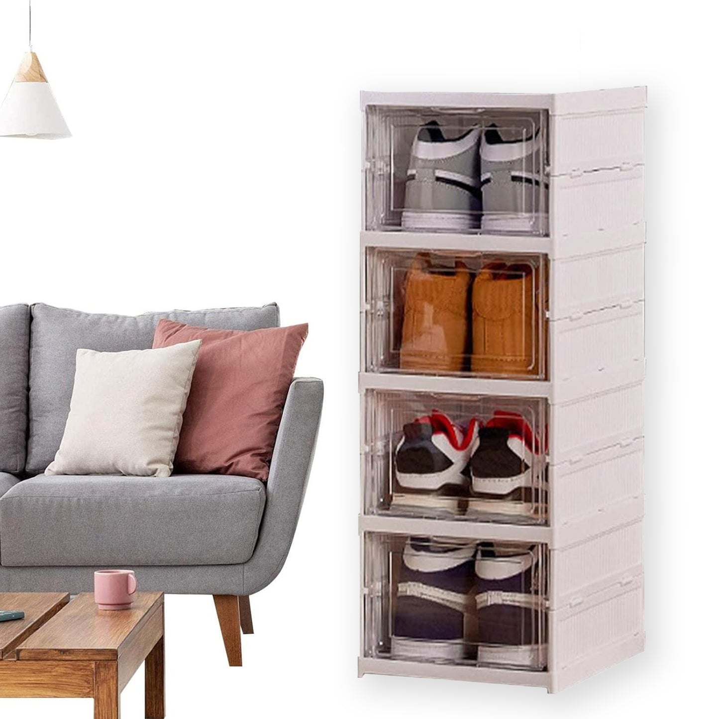 Stackable Multifunctional Storage For Clothes Foldable Drawer Shelf Basket Utility Cart Rack Storage Organizer Cart For Kitchen Pantry Closet Bedroom Bathroom Laundry (4 Layer 1 Pc) - warehousetech13