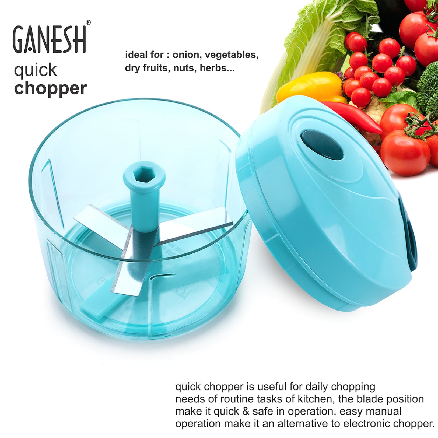 Ganesh Quick Vegetable Chopper (1 Unit Chopper)(725 Ml) - warehousetech13