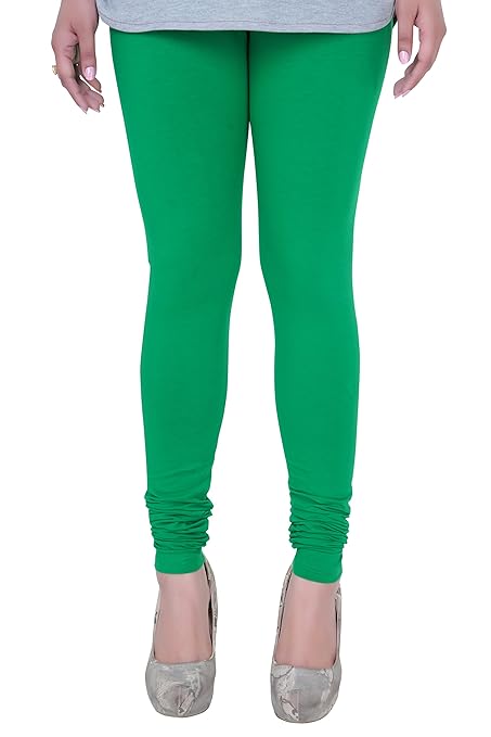 Green Plus Size Ultra Soft Churidar Cotton Lycra Leggings - warehousetech13