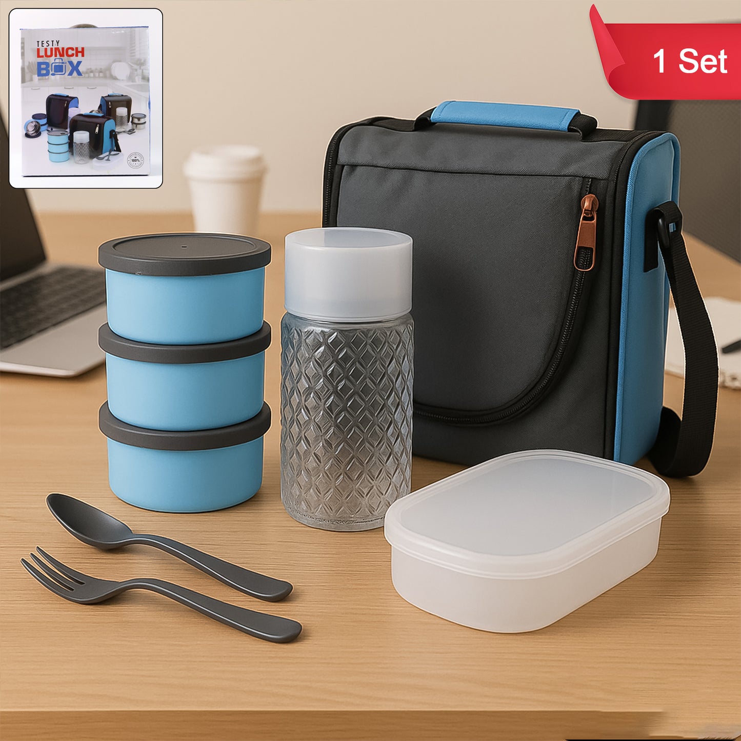 All In One Lunch Box With Fabric Bag For Office School Use - warehousetech13