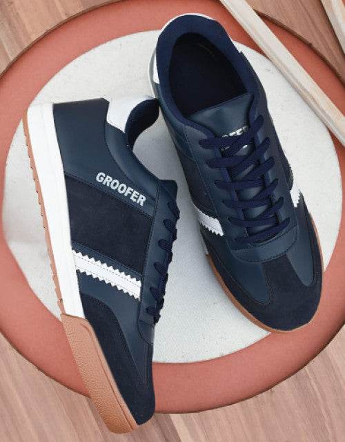 Men Navy Blue Zinger Scobie Leather Football Shoes - warehousetech13