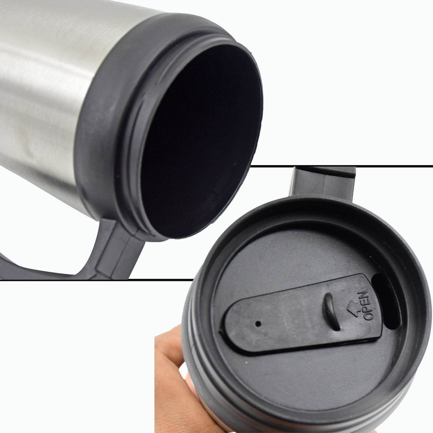 Stainless Steel Vacuum Glass Insulated Glass Coffee Cups (With Lid Handle 1 Pc) - warehousetech13