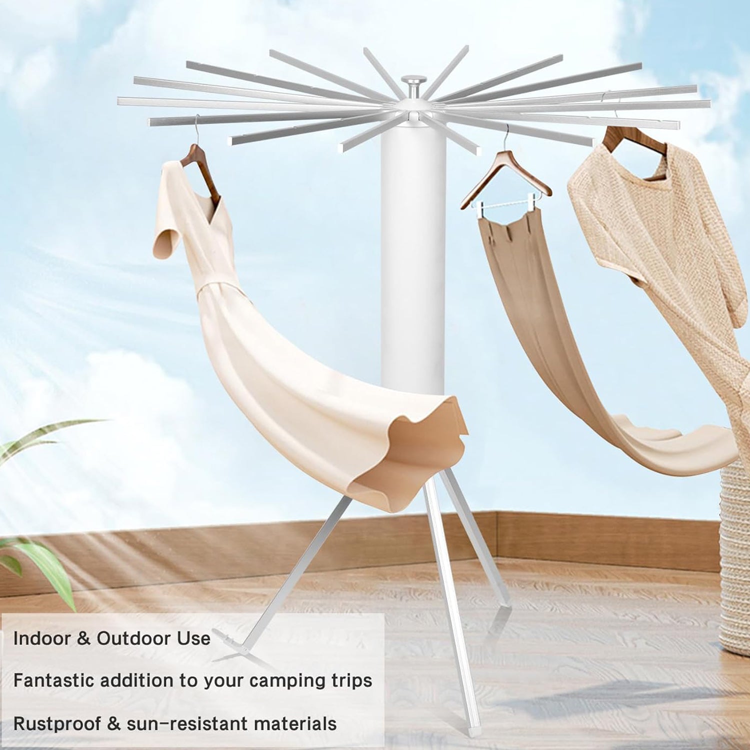 Foldable Rotary Clothes Drying Rack Stand (1 Pc) - warehousetech13