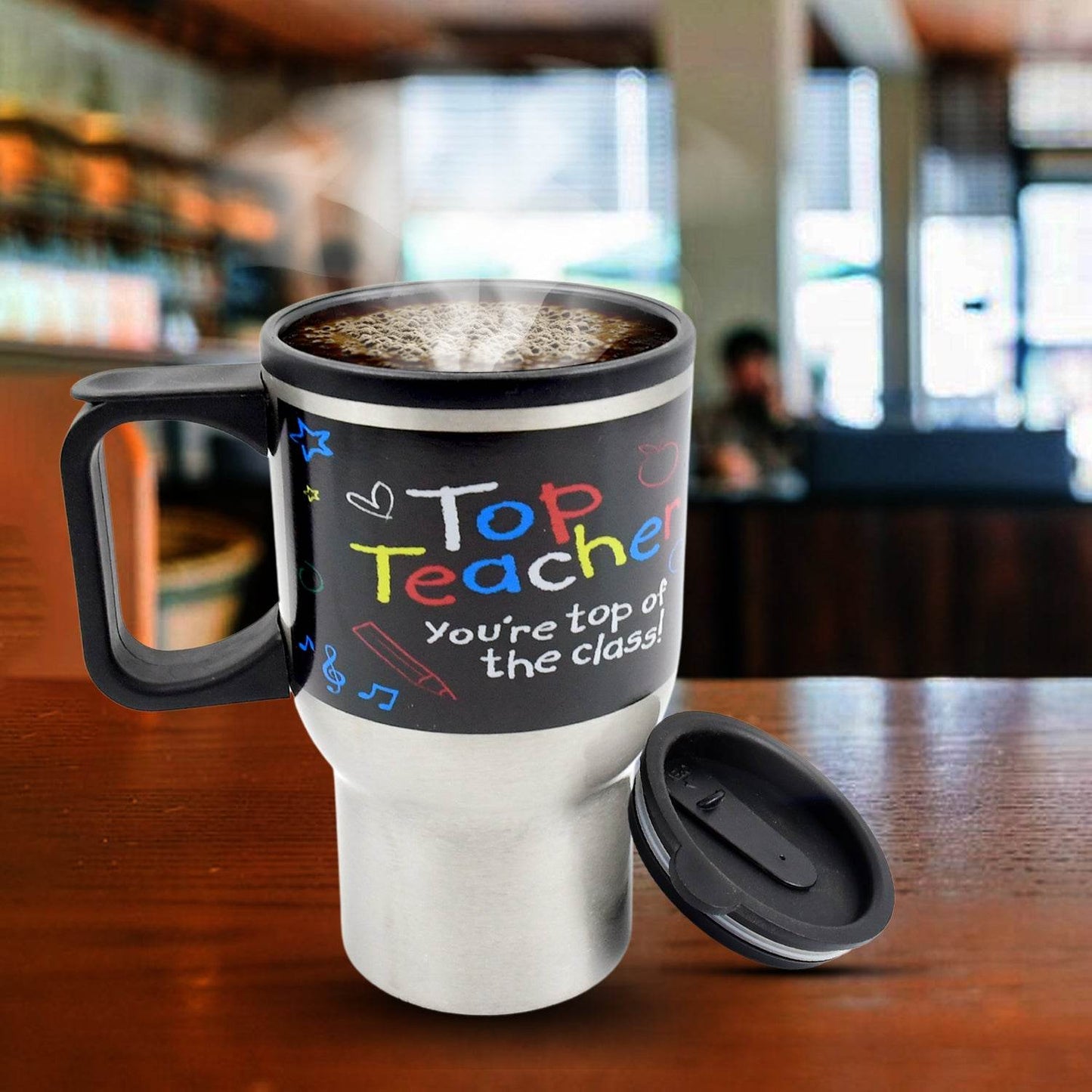 Stainless Steel Vacuum Glass Insulated Glass Coffee Cups Double Walled Travel Mug Car Coffee Mug (With Lid Handle) - warehousetech13