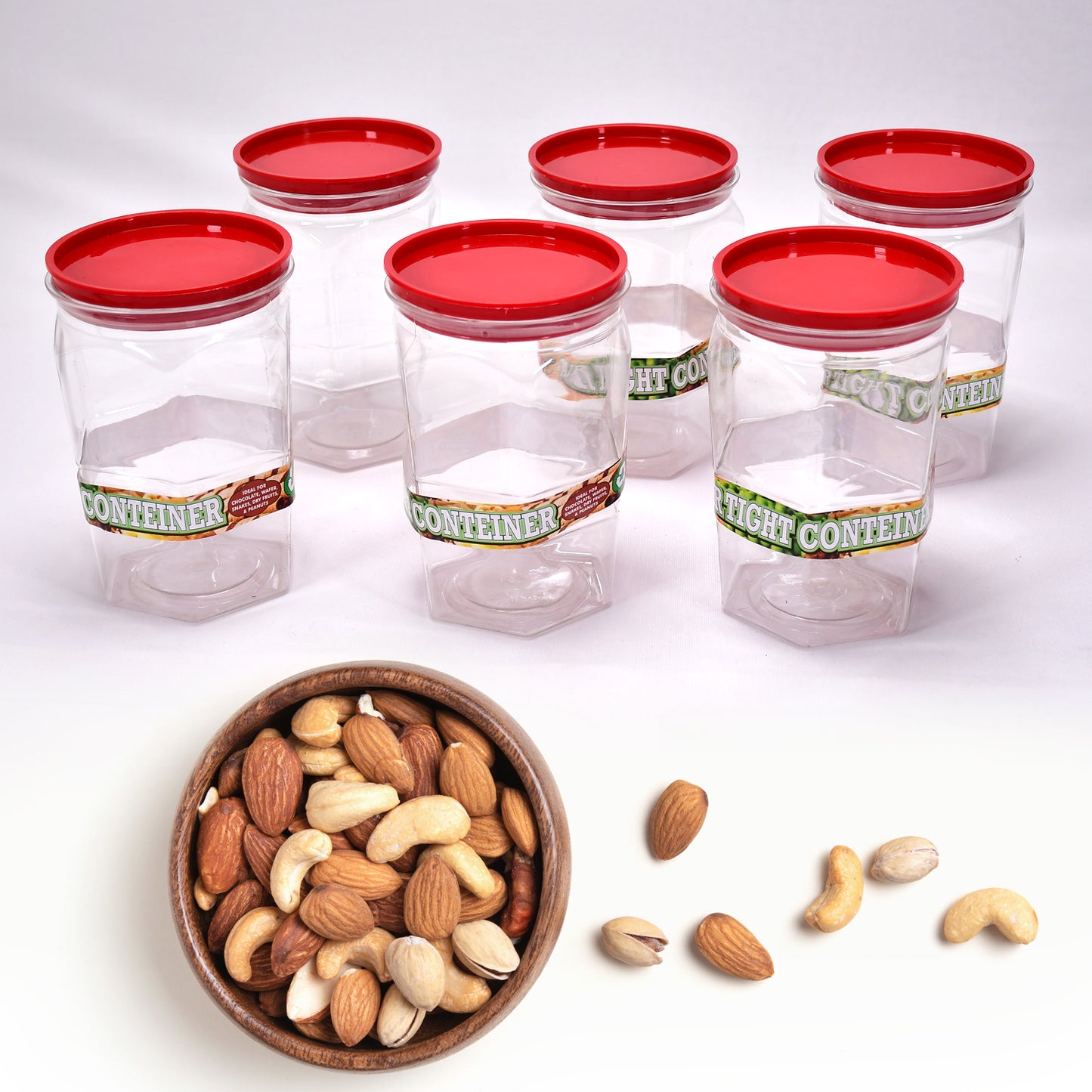 Air Tight Kitchen Storage Container For Rice Dal Atta Bpa-free Flour Cereals Snacks Stackable Modular Round. (Approx - 1100ml Set Of 6pcs) - warehousetech13