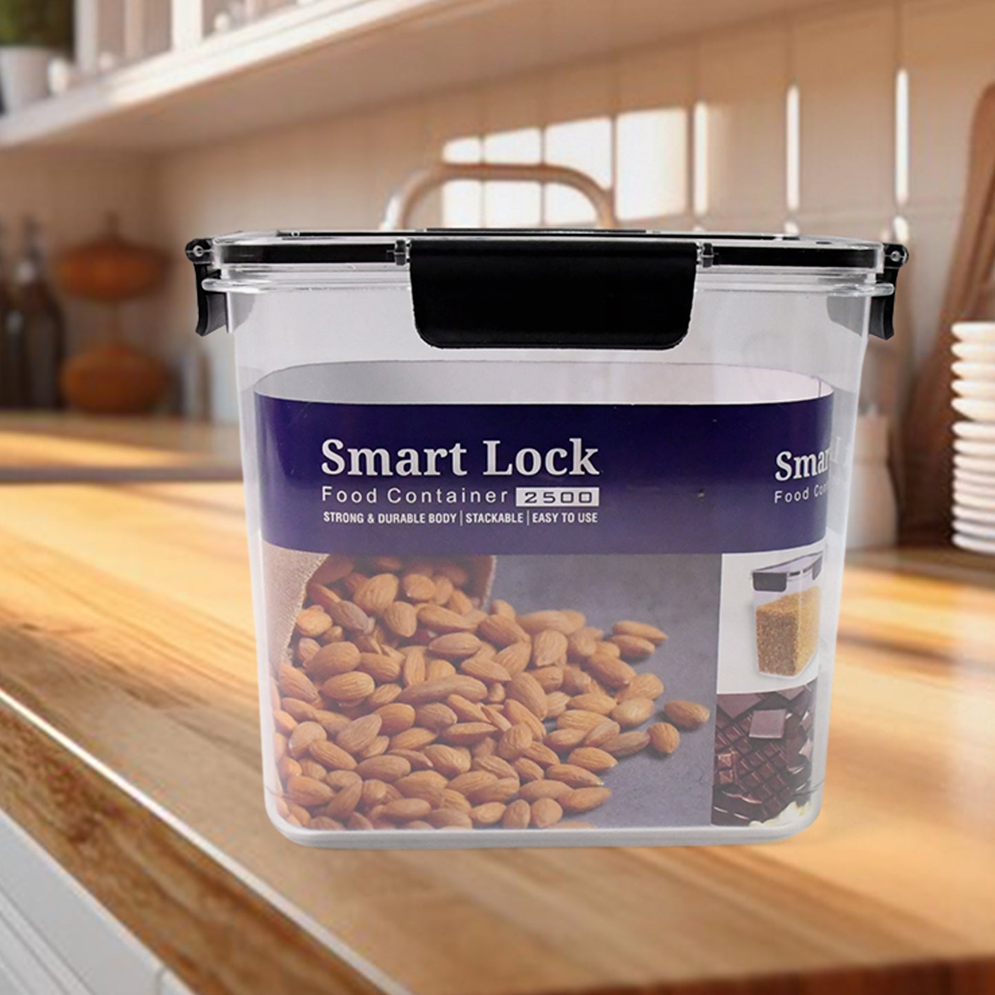 Food Storage Container Airtight Plastic Container With Easy Snap Lids (2500ml 1 Pc) - warehousetech13