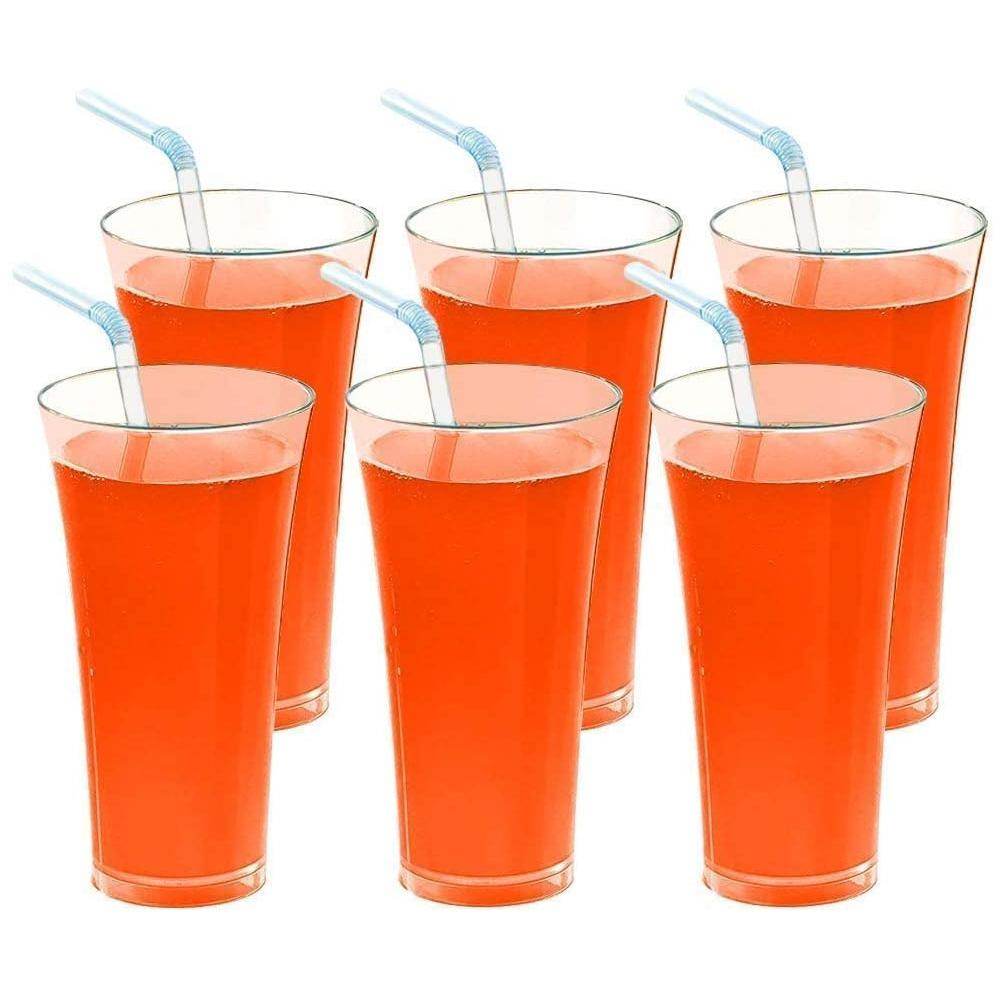 Stylish Look Plastic Juicy Glass Transparent Glasses Set 300ml (6pcs) - warehousetech13