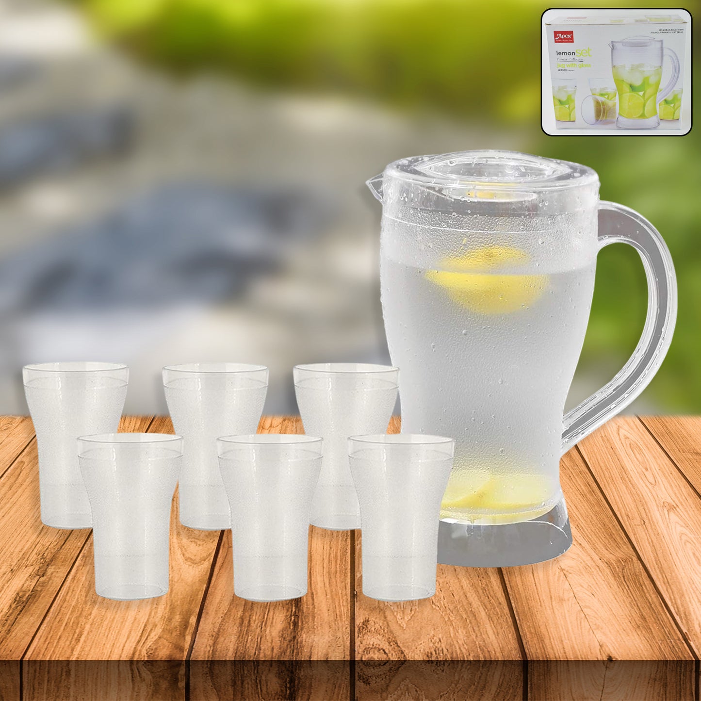 Unbreakable Lemon Jug Set With 6 Glasses - warehousetech13