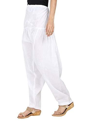 White Woman Plain Cotton Patiala Salwar - warehousetech13