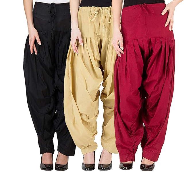 Combo Pack 3 Women's Cotton Full Stitched Readymade Patiala Salwar - warehousetech13