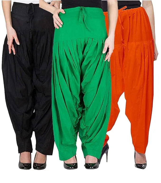 Pack 3 Women's Cotton Full Stitched Readymade Patiala Salwar - warehousetech13