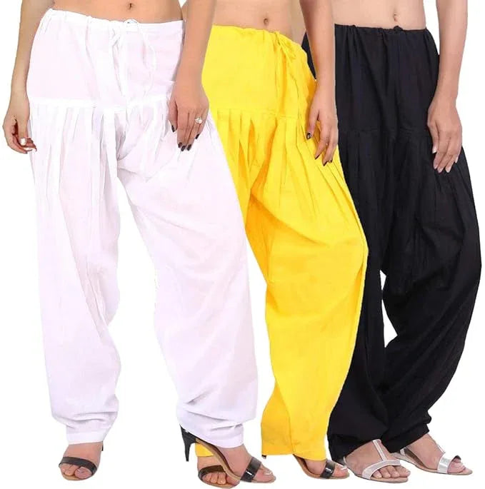 Set 3 Women's Cotton Full Stitched Readymade Patiala Salwar - warehousetech13