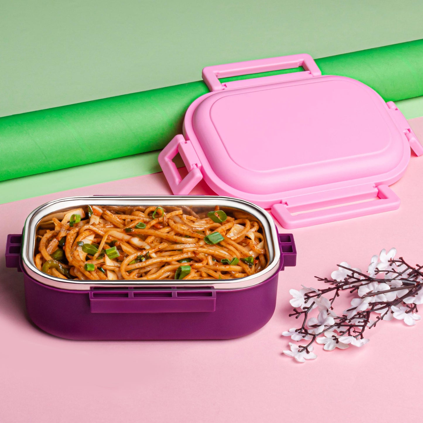 Insulated Testy Stainless Steel Leakproof Lunch Box With Spoon (1 Set) - warehousetech13
