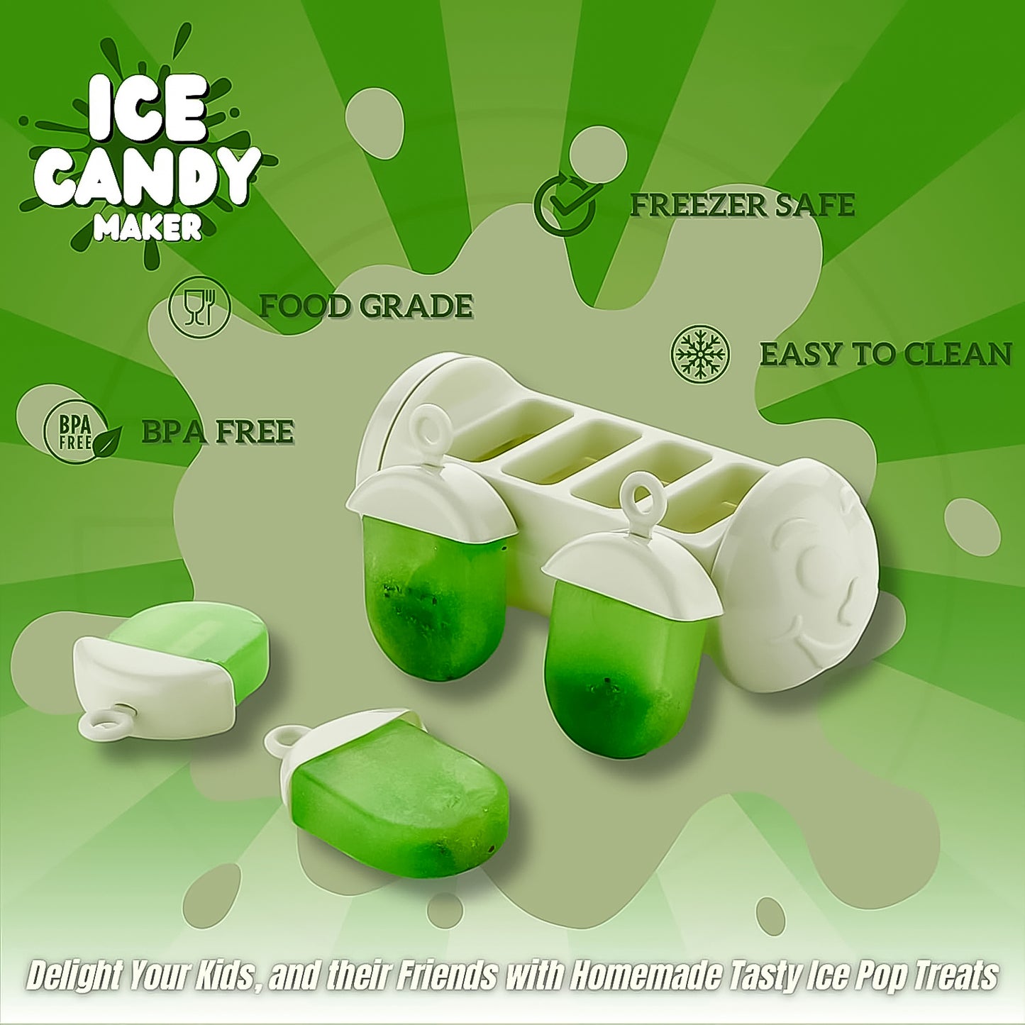 Plastic Ice Candy Maker 4 Compartment Grid Kulfi Candy (1 Pc) - warehousetech13