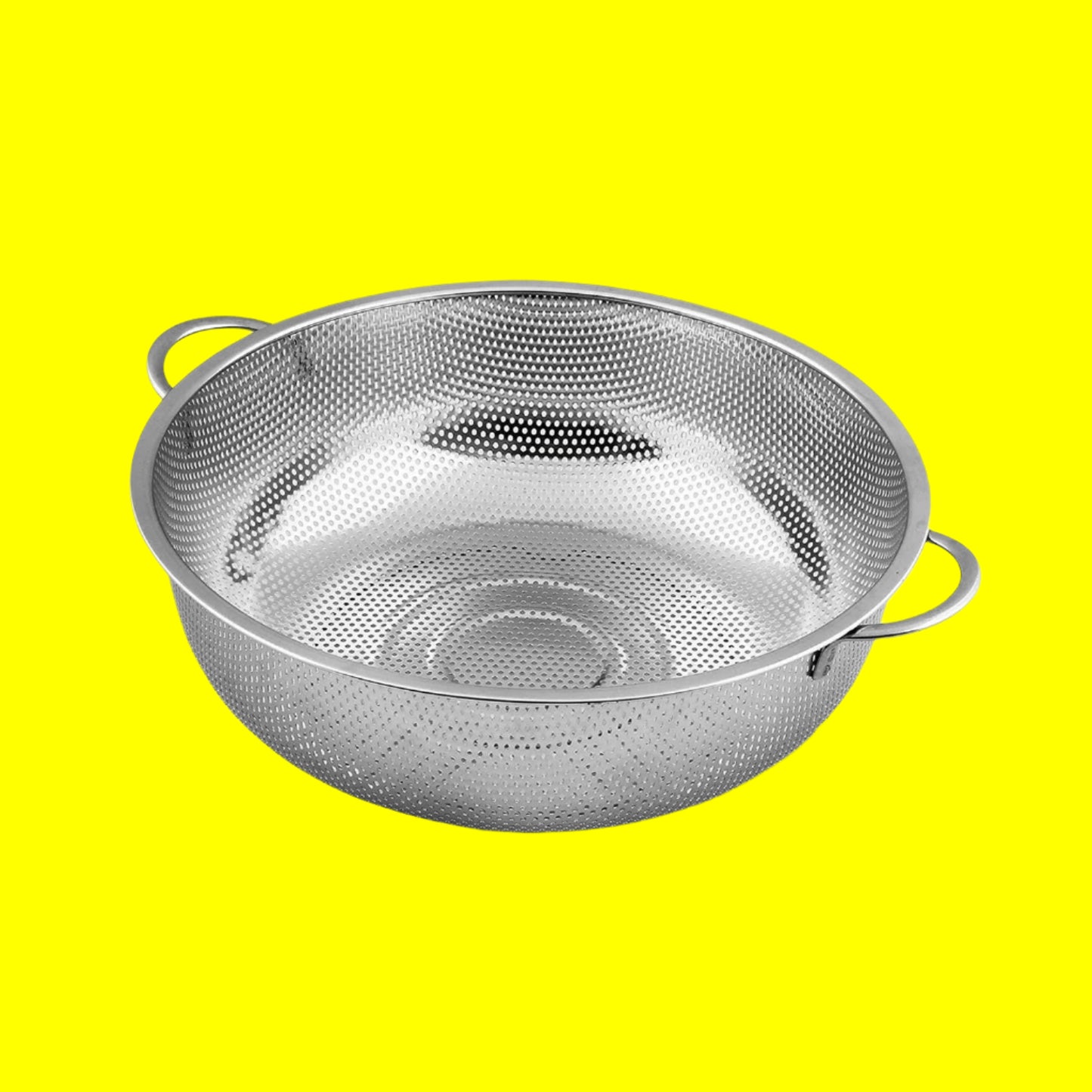 Stainless Steel Colander With Handle Large Metal Mesh Basket Strainer For Pasta Spaghetti Berry Veggies Fruits Kitchen Food Colander Dishwasher Safe (1 Pc 25.5 Cm) - warehousetech13