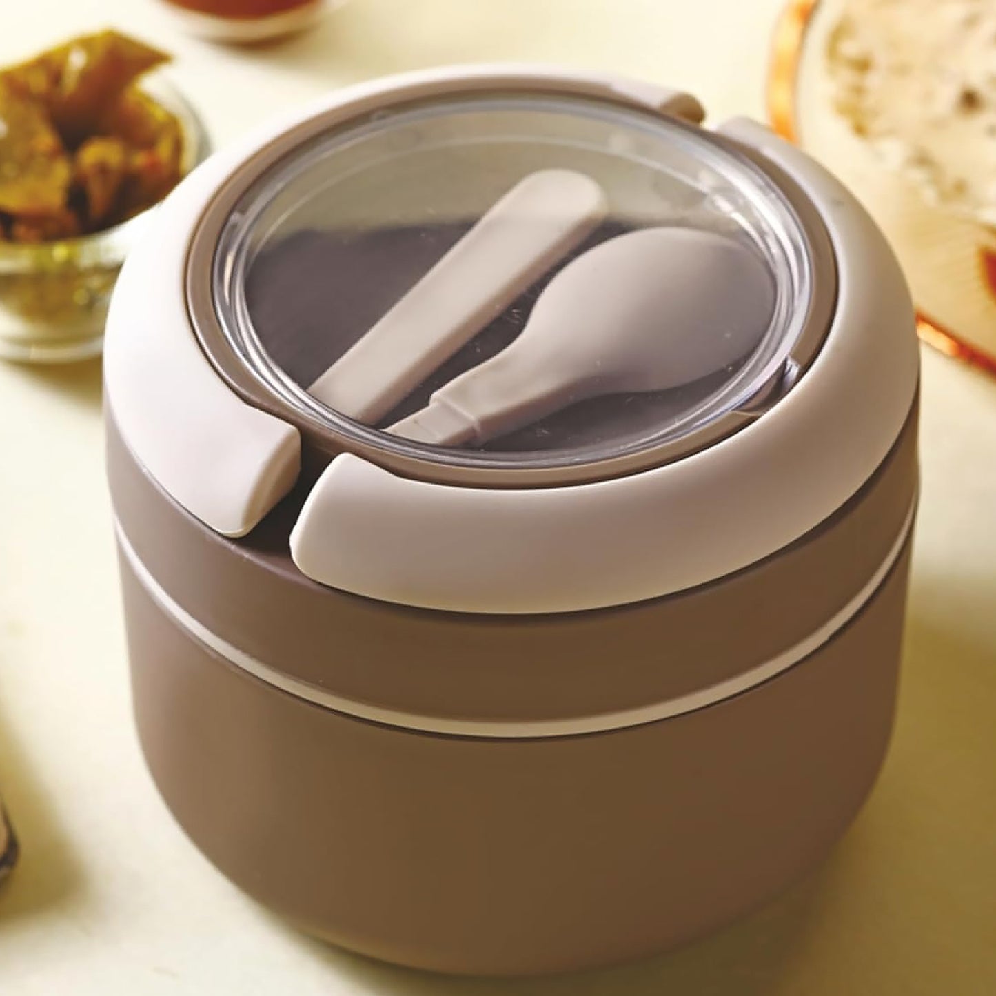 Ganesh Cresta Insulated Lunch Box with Spoon - Airtight & Leak-Proof for Office, School & Picnic (1-Piece)