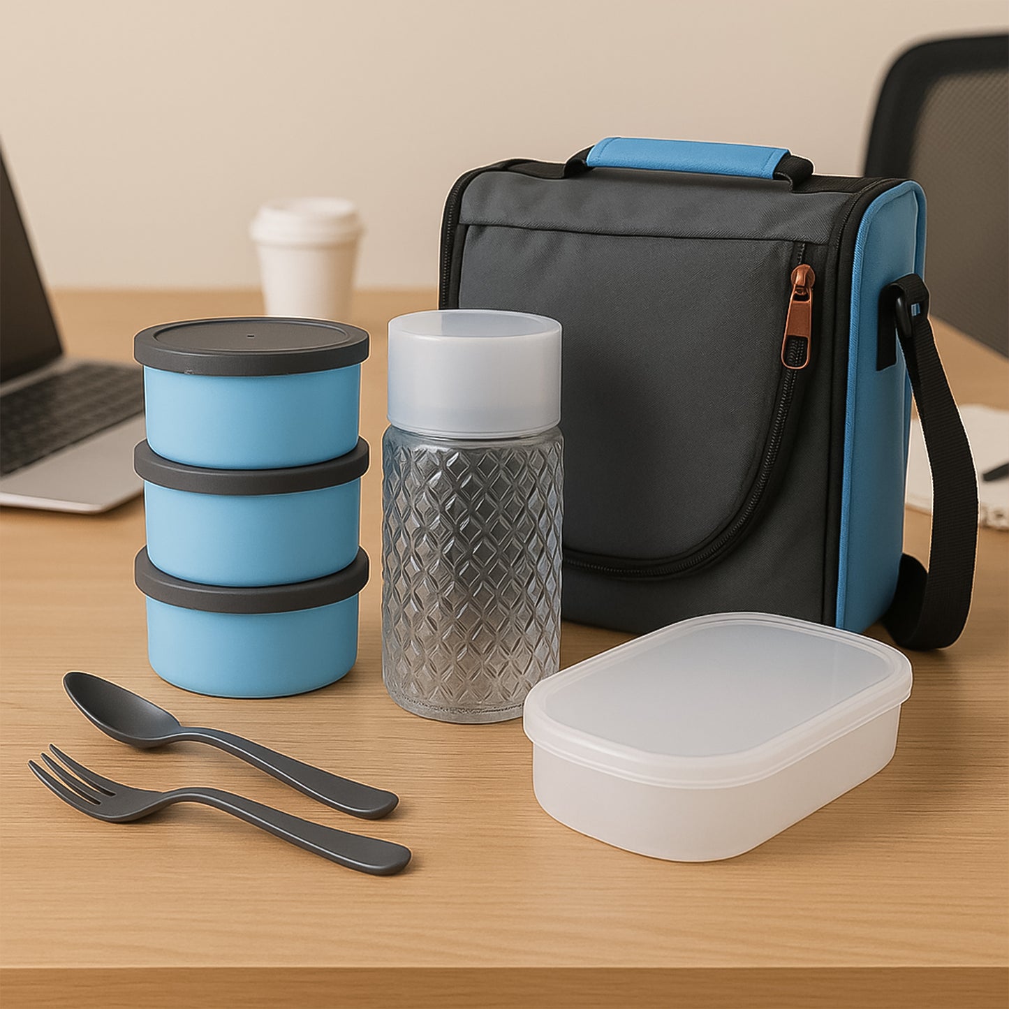All In One Lunch Box With Fabric Bag For Office School Use - warehousetech13