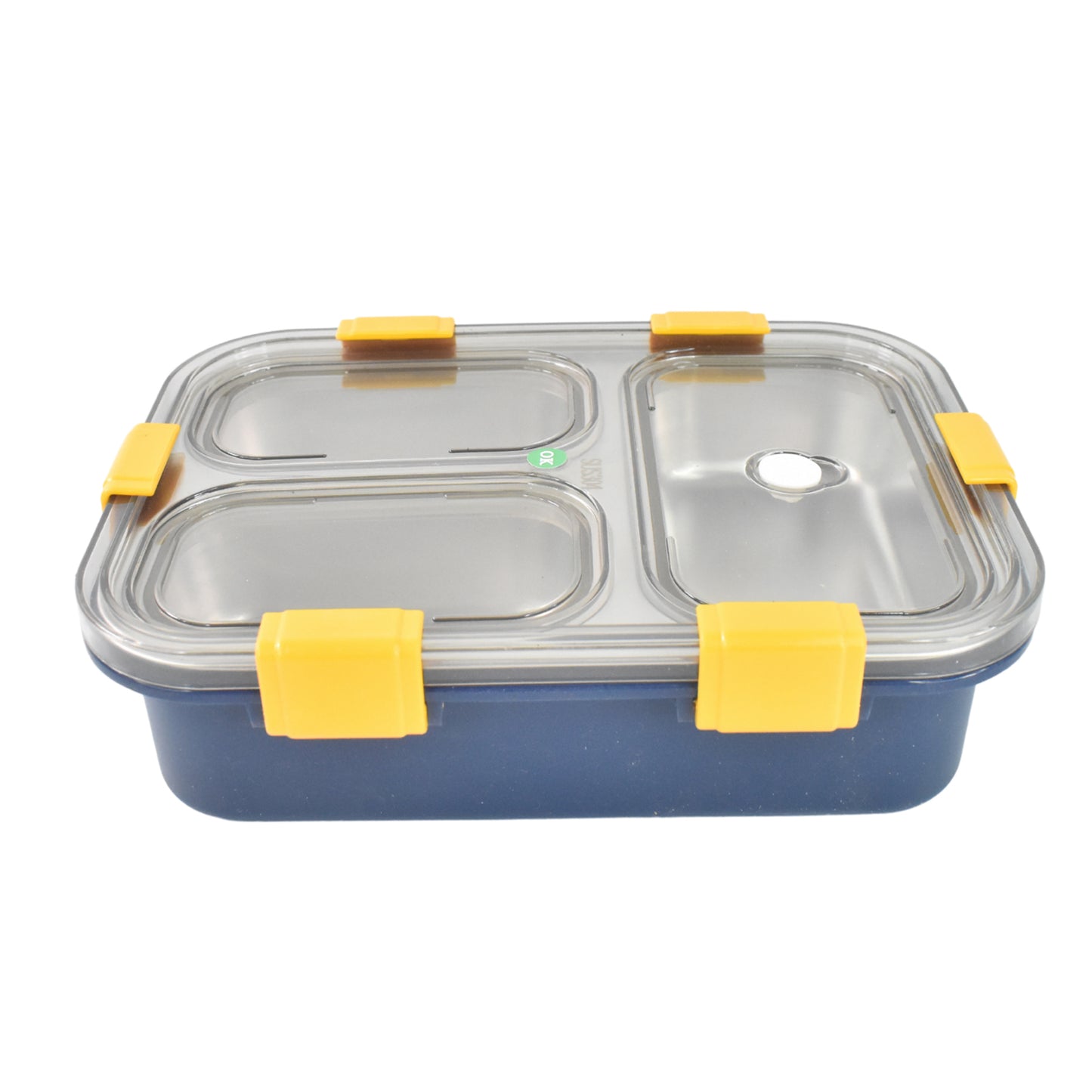 3 Compartment Transparent Stainless Steel Lunch Box For Kids - warehousetech13