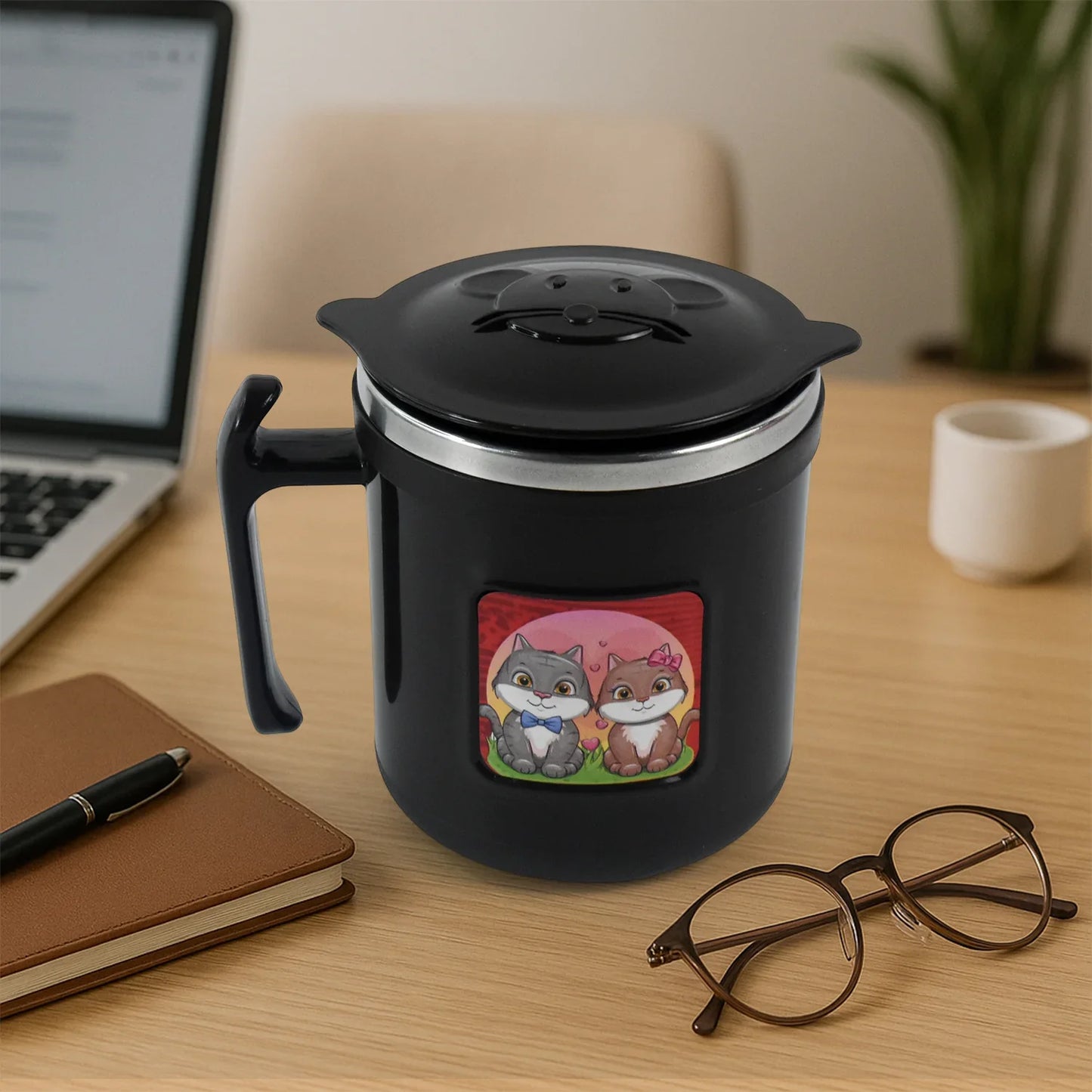 1 Pc Apex Cat Mug 250 Ml Stainless Steel Insulated Inner With Cute Cat Print - warehousetech13