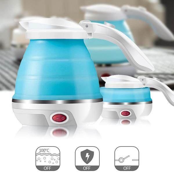 Silicone Foldable Collapsible Electric Water Kettle Camping Boiler - warehousetech13
