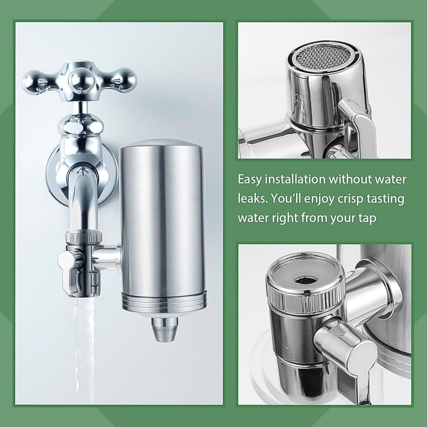 304 Stainless Steel Faucet Mount Water Filter Water Purifier (1 Set) - warehousetech13