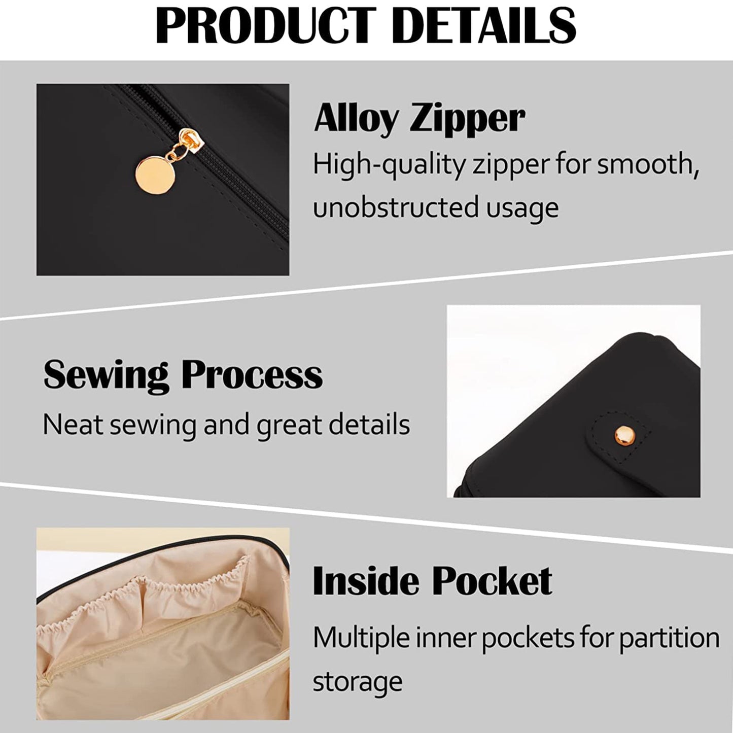 Premium Travel Makeup Toiletry Organizer Pouch With Zipper Handle(1 Pc) - warehousetech13
